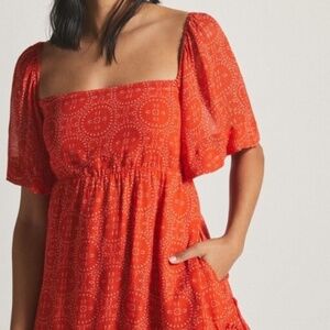 Maeve Anthropologie Smocked Tunic Red Mini Dress NWT